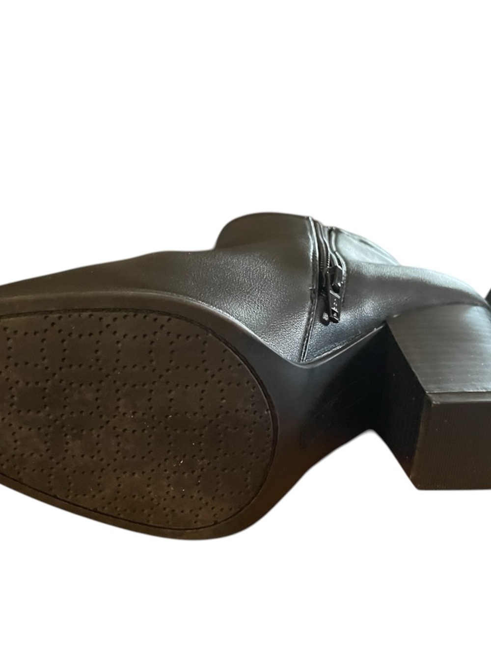 Classic Leather 8.5 Black Ankle Booties with Stacked Block Heel. Worn once. - Picture 5 of 6